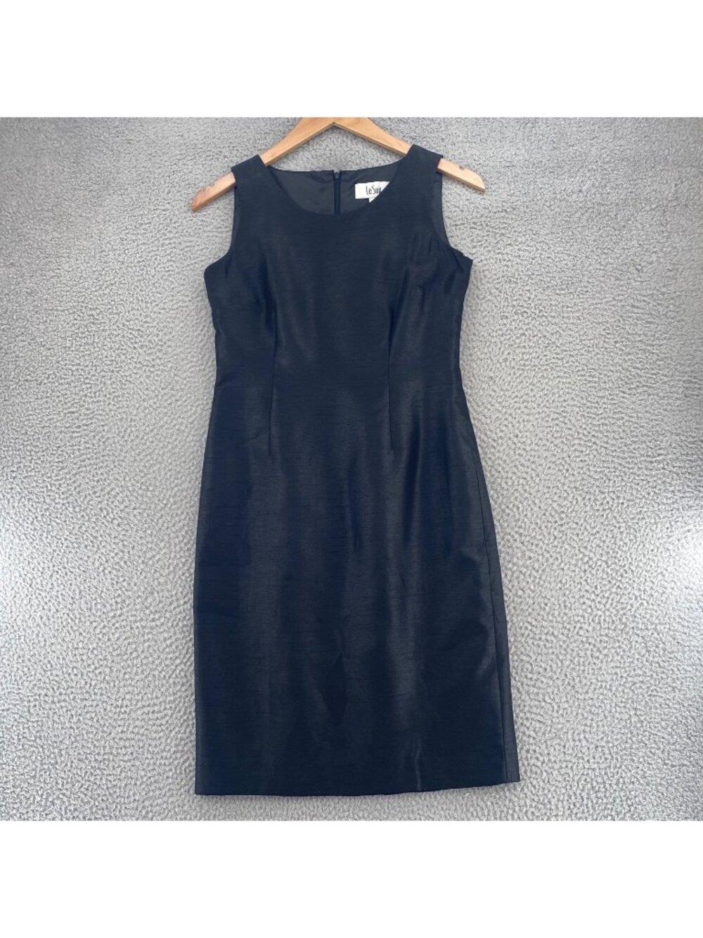 Le Suit Dress Womens 4 Black Sheen Sheath Sleeveless Mini Career Office Formal